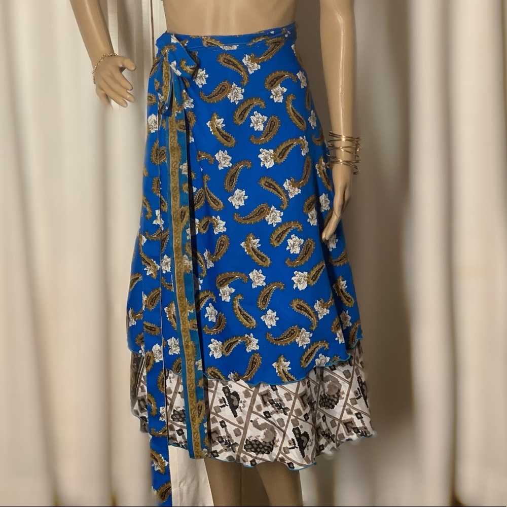 Reversibe double layered silk wrap skirt/dress